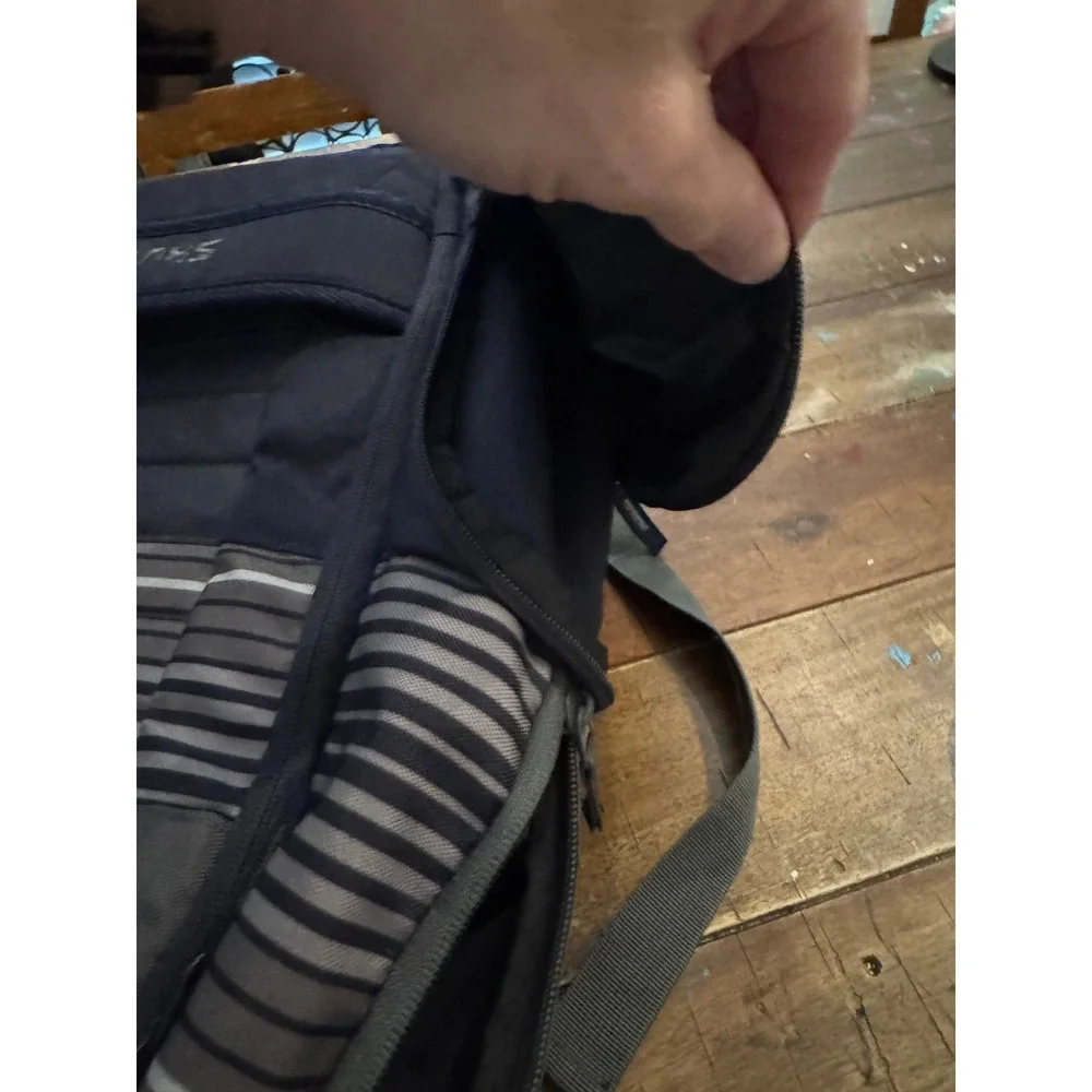 Skullcandy Backpack Black Grey Striped Multi Pocket School Travel Bag